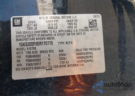 2014 GMC Yukon Denali from USA, damaged, VIN 1GKS2EEF0ER176776